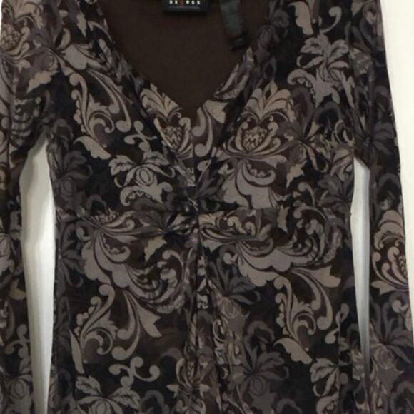 Axcess Y2K Floral Mesh Sheer Sleeves Babydoll Top Whimsigoth Small - Picture 4 of 11